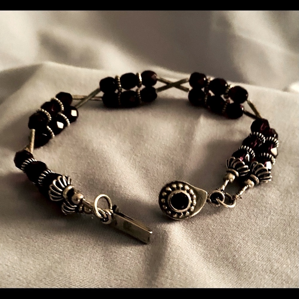 Garnet and Liquid silver bracelet